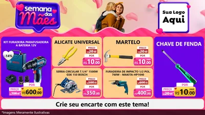 Modelo de TV para TV Horizontal com o tema Semana das Mães para Maquinas e Ferramentas