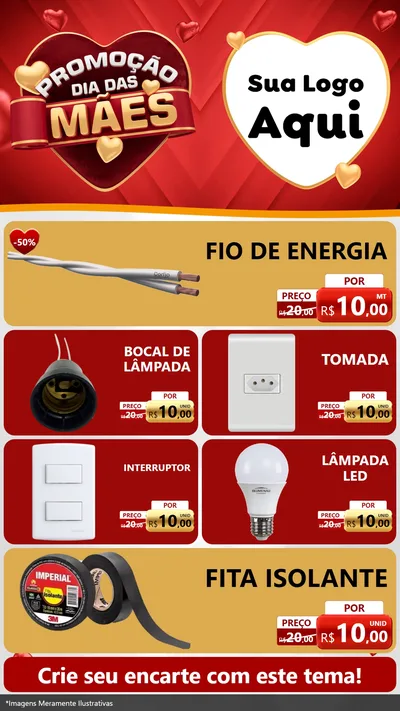 Modelo de TV para TV Vertical com o tema Promoção Dia das Mães para Materiais Elétricos
