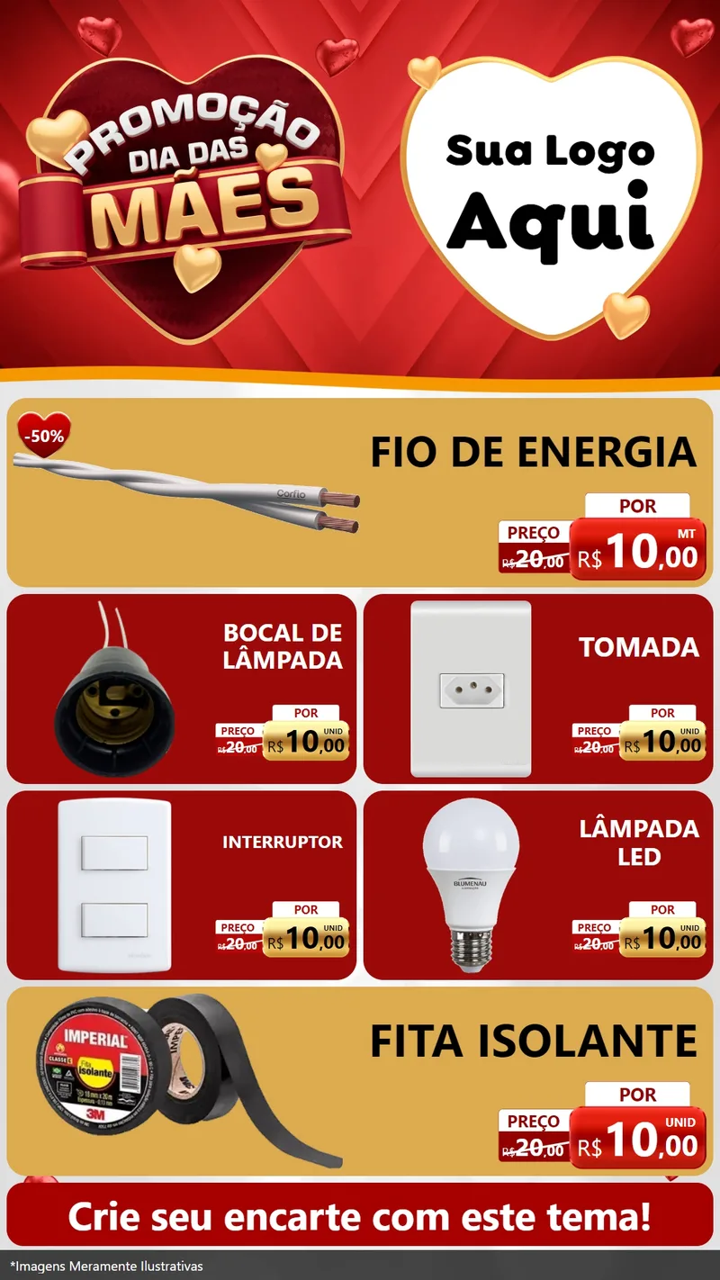 Modelo de TV para TV Vertical com o tema Promoção Dia das Mães para Materiais Elétricos