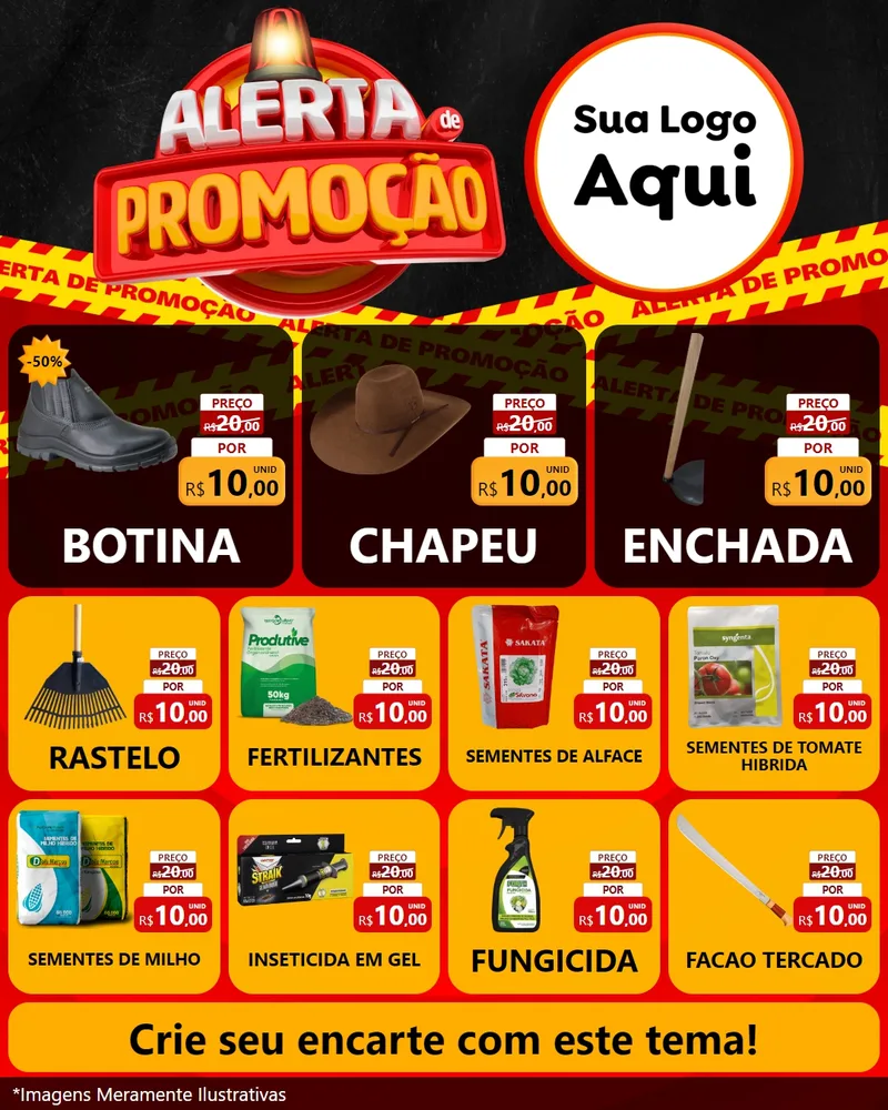 Modelo de Rede Social para Feed Instagram com o tema Alerta de Promoção para Agropecuária