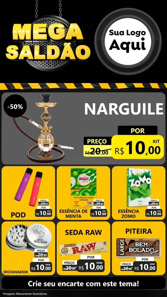 Modelo de Rede Social para Stories com o tema Mega Saldão para Tabacaria