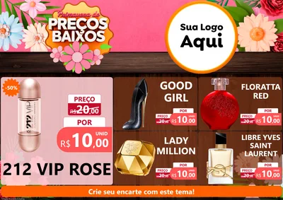 Modelo de Encarte para Encarte A4 Horizontal com o tema Primavera de Preços Baixos para Perfumes