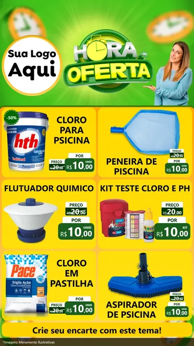 Modelo de Rede Social para Stories com o tema Hora da Oferta para Produtos para Piscina