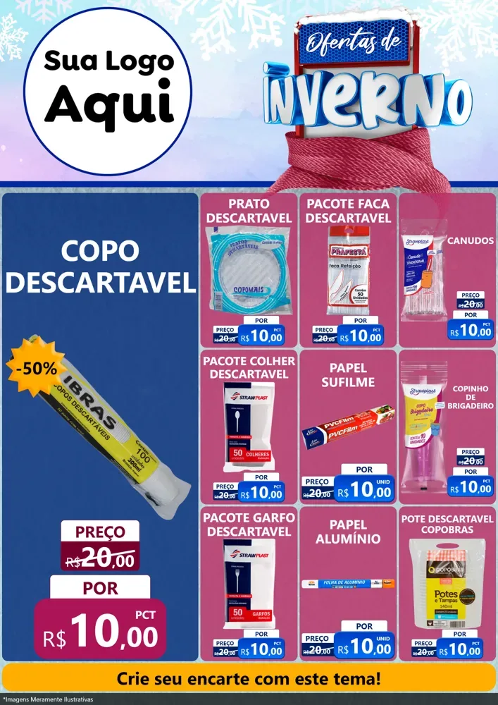 Modelo de Encarte para Encarte A4 Vertical com o tema Ofertas de Inverno para Embalagens
