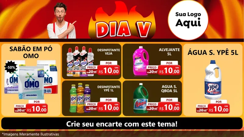 Modelo de TV para TV Horizontal com o tema Dia V para Produtos de Limpeza