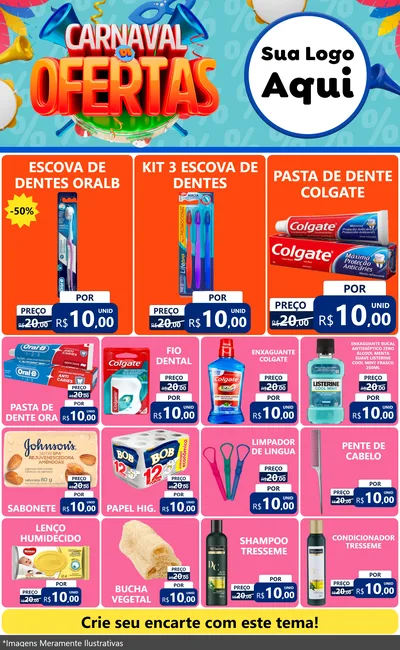 Modelo de Encarte para Encarte Grande com o tema Carnaval de Ofertas para Higiene Pessoal