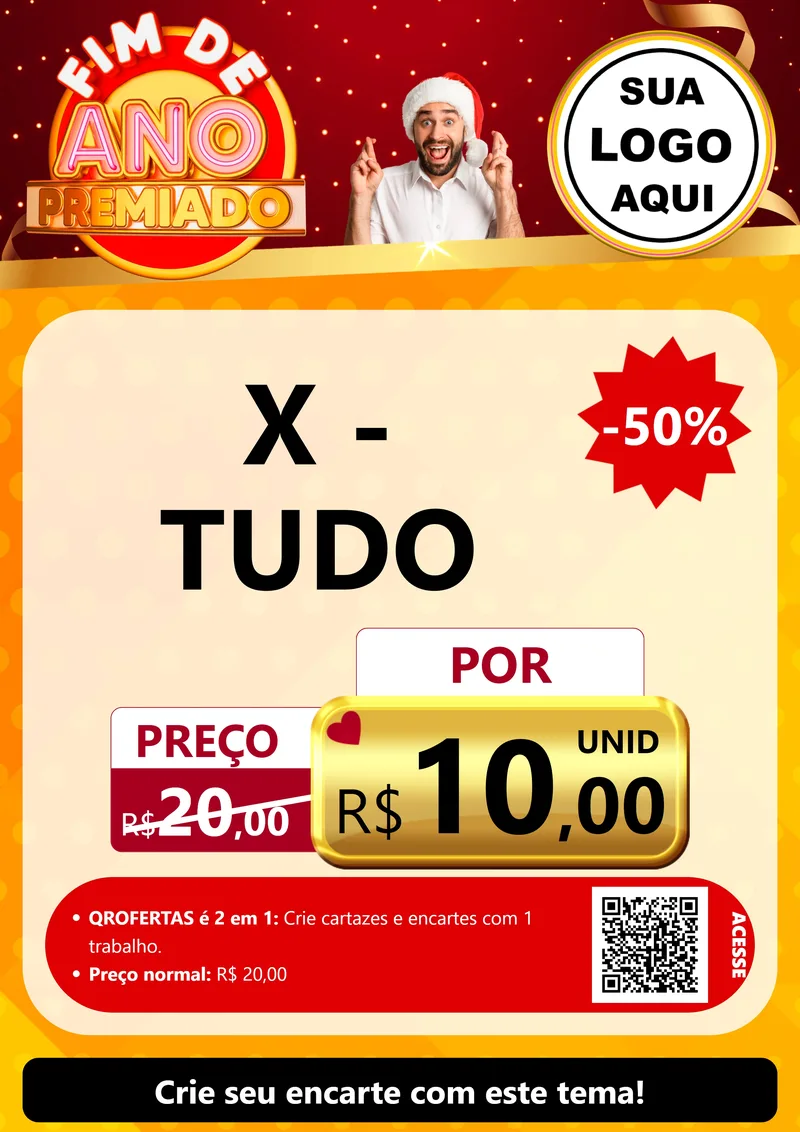 Modelo de Cartaz para Cartaz A4 Vertical com o tema Fim de Ano Premiado para Hamburgueria