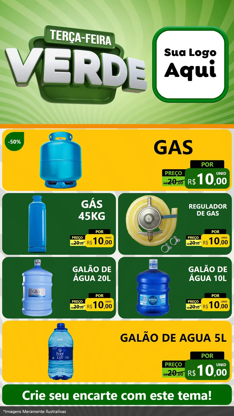 Modelo de TV para TV Vertical com o tema Terça - Feira Verde para Água e gás
