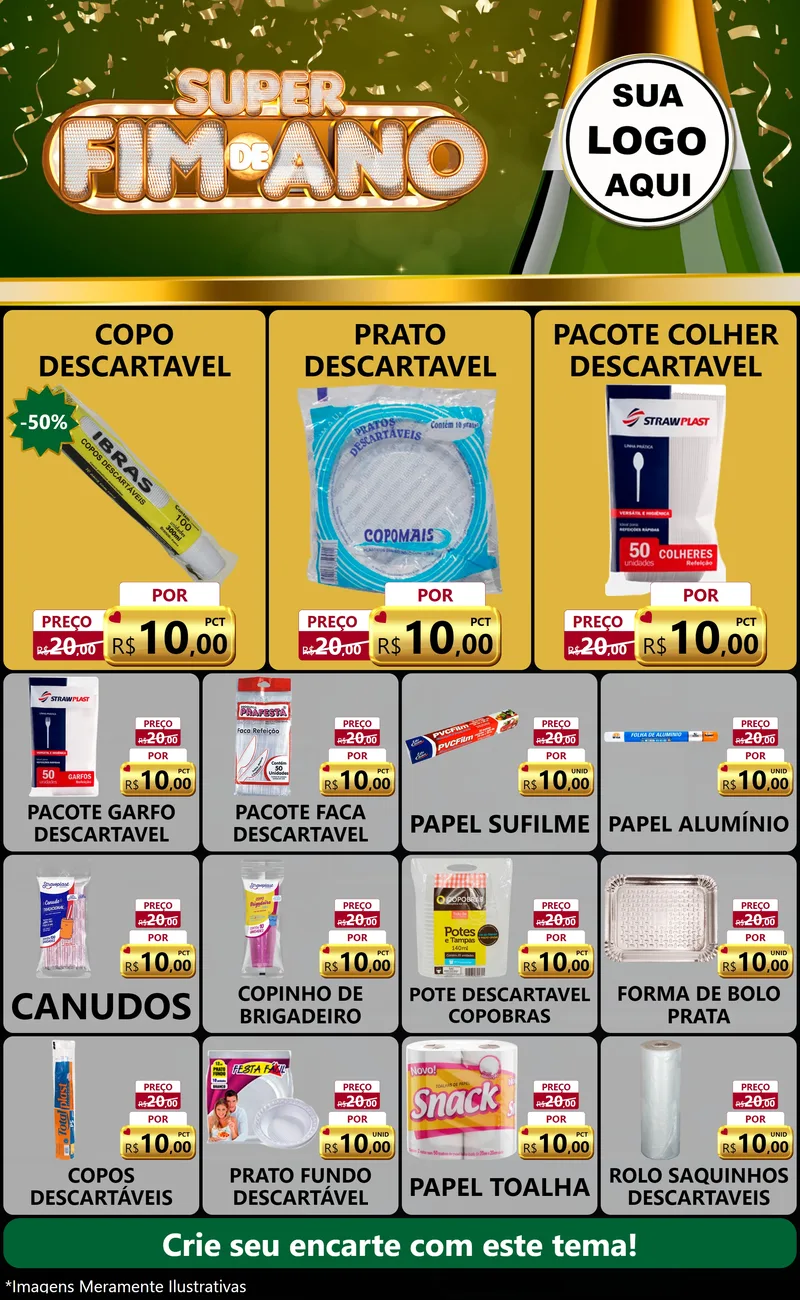 Modelo de Encarte para Encarte Grande com o tema Super Fim de Ano para Embalagens