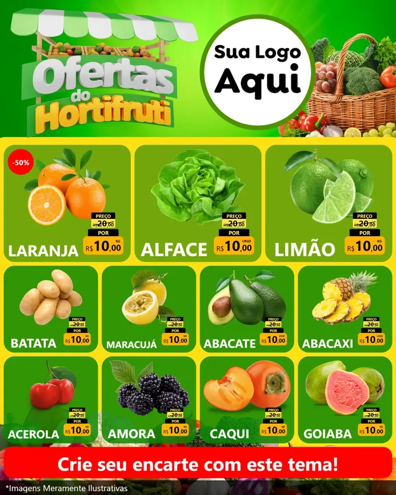 Modelo de Rede Social para Feed Instagram com o tema Ofertas do Hortifrúti para Hortifrúti