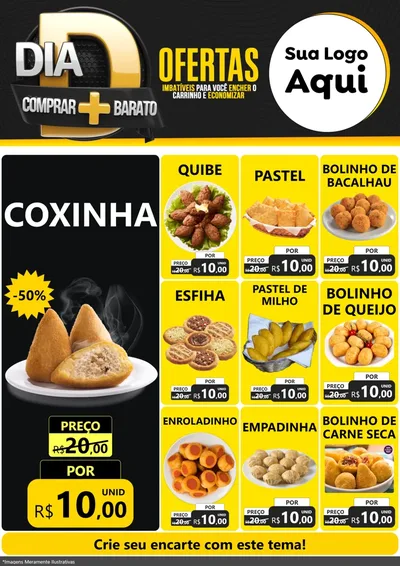 Modelo de Encarte para Encarte A4 Vertical com o tema Dia D Mais Economia para Salgadaria