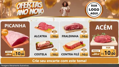 Modelo de TV para TV Horizontal com o tema Ofertas de Ano Novo para Açougue