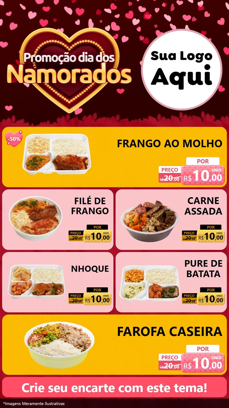 Modelo de TV para TV Vertical com o tema Promoção Dia Dos Namorados para Restaurante