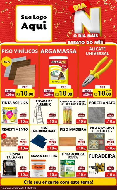 Modelo de Encarte para Encarte Grande com o tema Dia N o Dia Mais Barato do Mês para Material para Construção