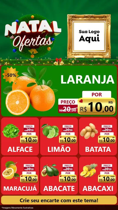 Modelo de Rede Social para Stories com o tema Natal de Ofertas para Hortifrúti