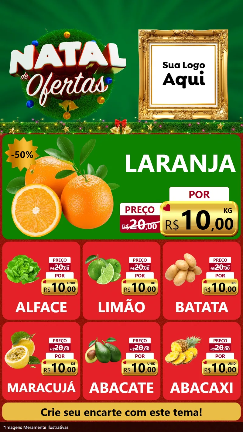 Modelo de Rede Social para Stories com o tema Natal de Ofertas para Hortifrúti