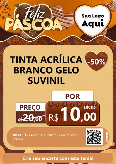 Modelo de Cartaz para Cartaz A4 Vertical com o tema Feliz Páscoa para Tintas e Ferramentas