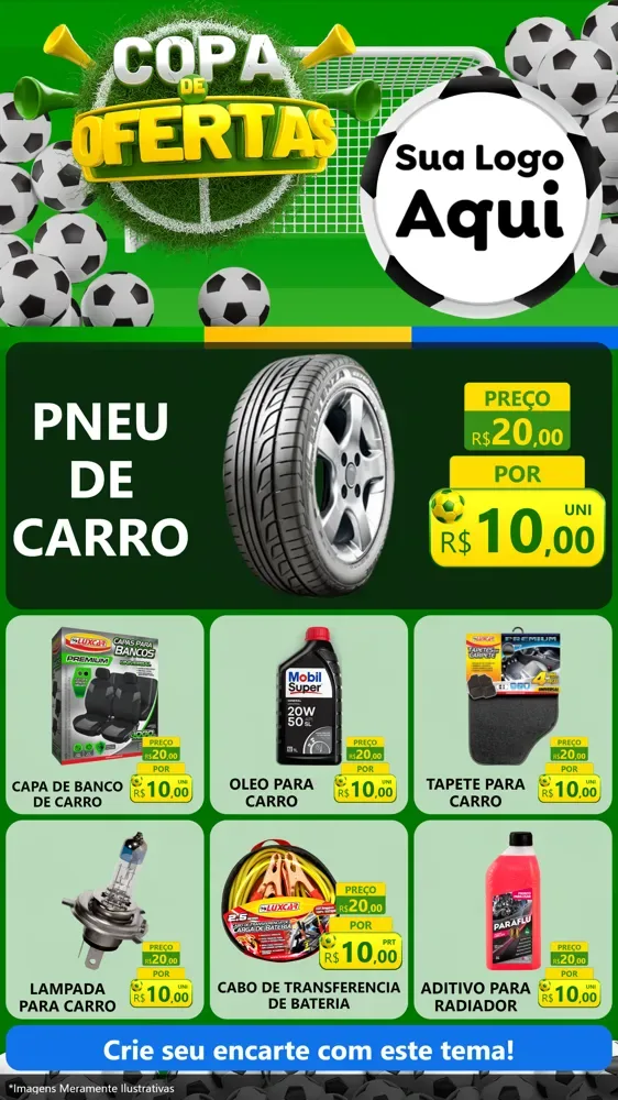 Modelo de Rede Social para Stories com o tema Copa De Ofertas para Auto peças