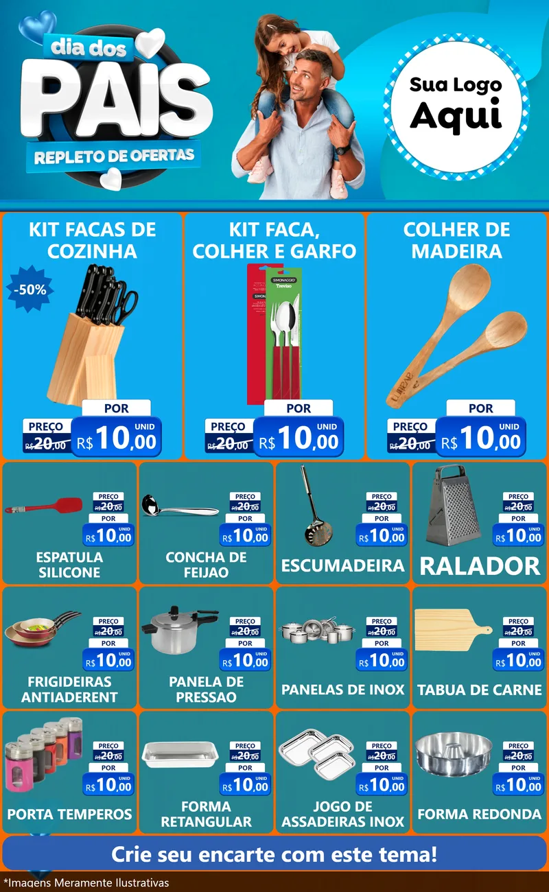 Modelo de Encarte para Encarte Grande com o tema Dia Dos Pais Repleto de Ofertas para Utilidades Domésticas