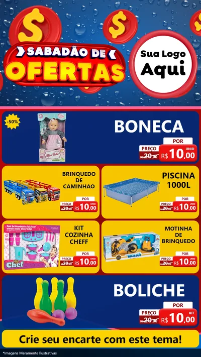 Modelo de TV para TV Vertical com o tema Sabadão de Ofertas para Brinquedos