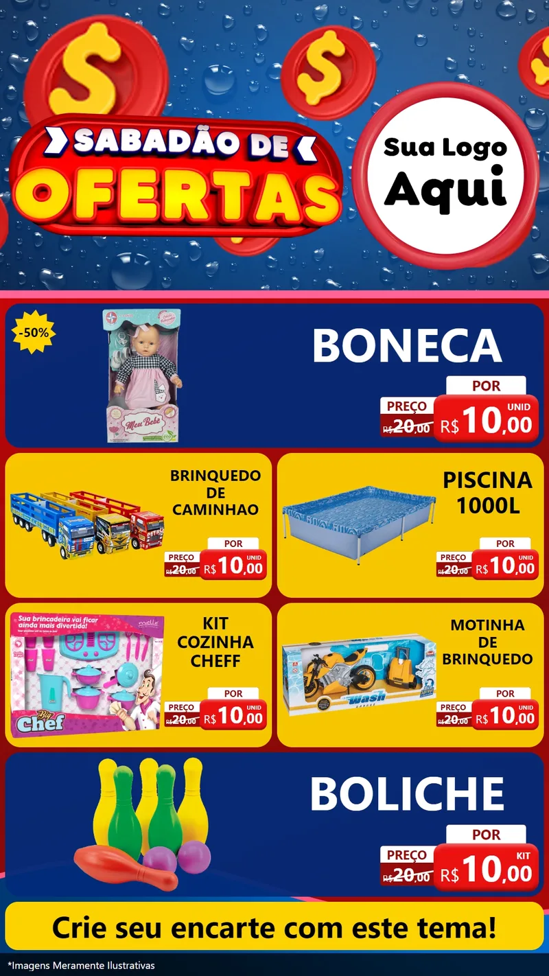 Modelo de TV para TV Vertical com o tema Sabadão de Ofertas para Brinquedos