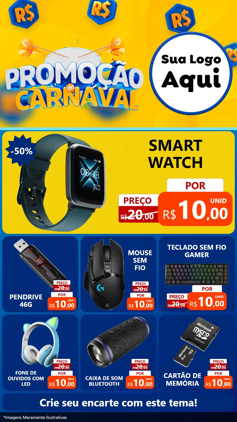 Modelo de Rede Social para Stories com o tema Promoção de Carnaval para Informática