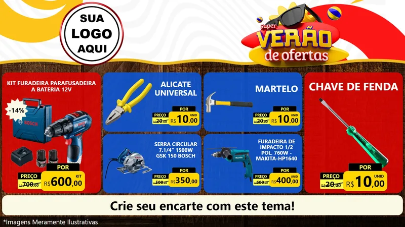 Modelo de TV para TV Horizontal com o tema Super Verão de Ofertas para Maquinas e Ferramentas