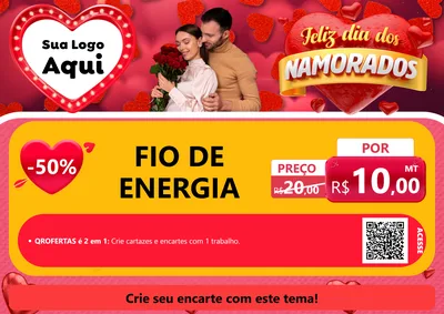 Modelo de Cartaz para Cartaz A4 Horizontal com o tema Feliz Dia Dos Namorados para Materiais Elétricos