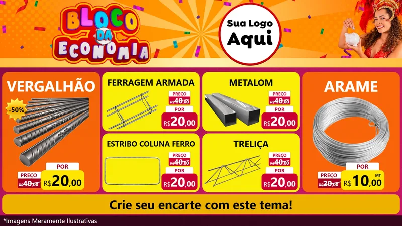 Modelo de TV para TV Horizontal com o tema Bloco da Economia para Ferragens