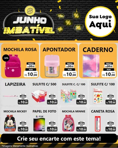 Modelo de Rede Social para Feed Instagram com o tema Junho Imbatível para Papelaria