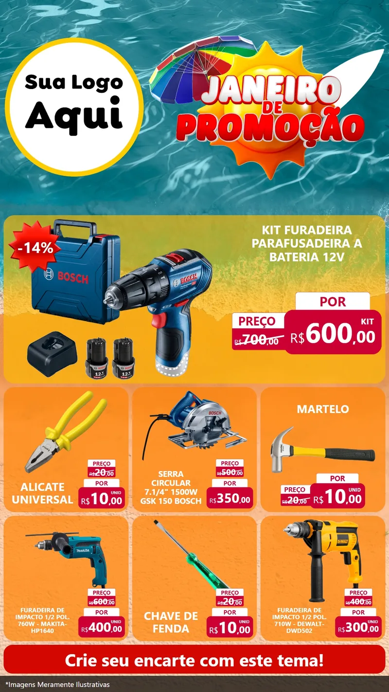 Modelo de Rede Social para Stories com o tema Janeiro de Promoção para Maquinas e Ferramentas