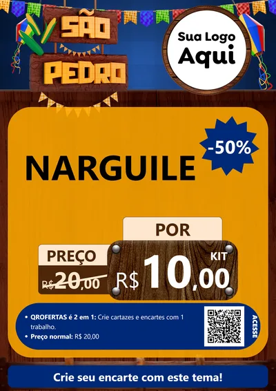 Modelo de Cartaz para Cartaz A4 Vertical com o tema São Pedro para Tabacaria
