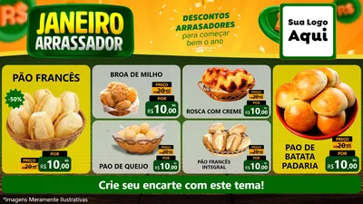 Modelo de TV para TV Horizontal com o tema Janeiro Arrasador para Padaria
