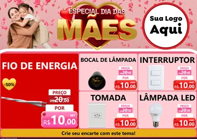 Modelo de Encarte para Encarte A4 Horizontal com o tema Especial Dia Das Mães para Materiais Elétricos
