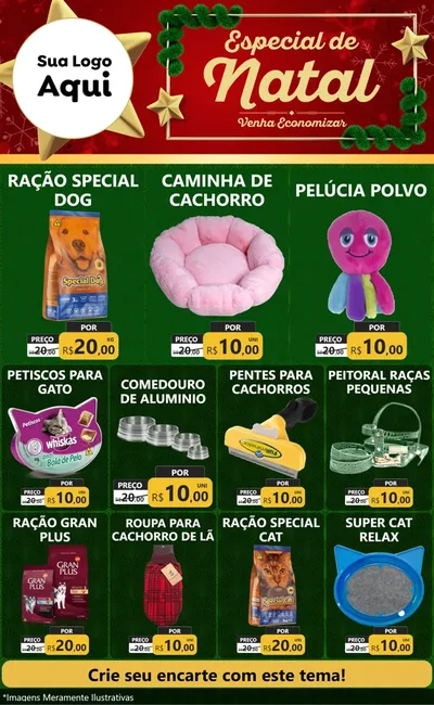 Modelo de Encarte para Encarte Grande com o tema Especial de Natal para Pet Shop