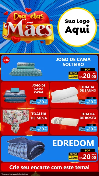 Modelo de TV para TV Vertical com o tema Dia das Mães para Cama, Mesa e Banho