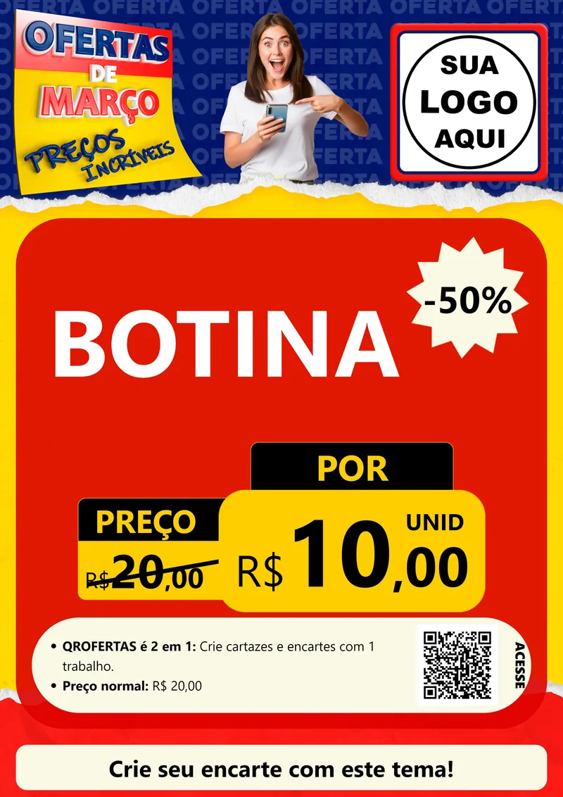 Modelo de Cartaz para Cartaz A4 Vertical com o tema Ofertas de Março - Preços Incríveis para Agropecuária