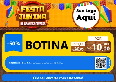 Modelo de Cartaz para Cartaz A4 Horizontal com o tema Festa Junina de Grandes Ofertas para Agropecuária