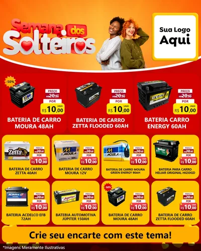 Modelo de Rede Social para Feed Instagram com o tema Semana dos Solteiros para Baterias Elétricas