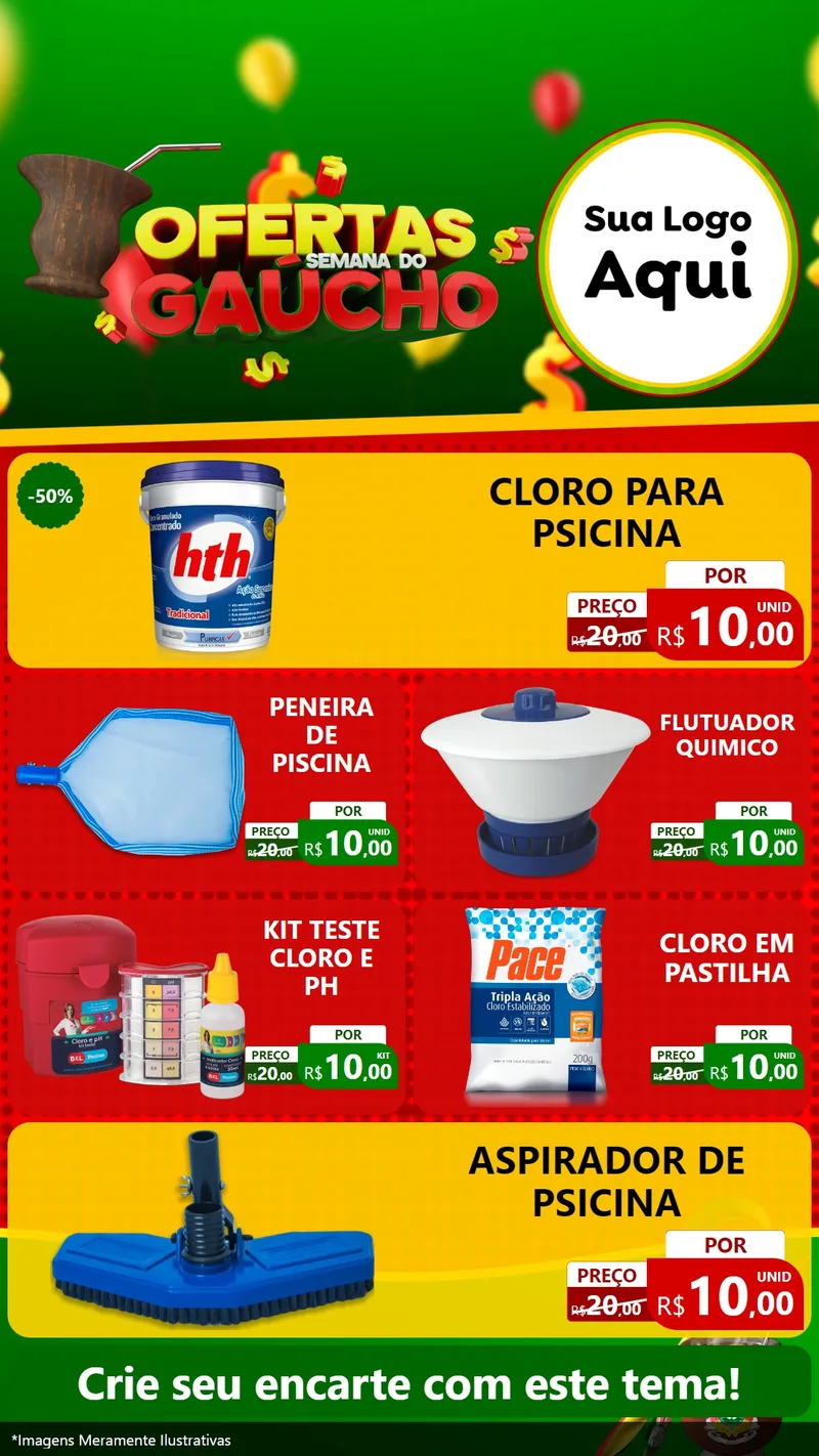 Modelo de TV para TV Vertical com o tema Ofertas Semana Do Gaúcho para Produtos para Piscina