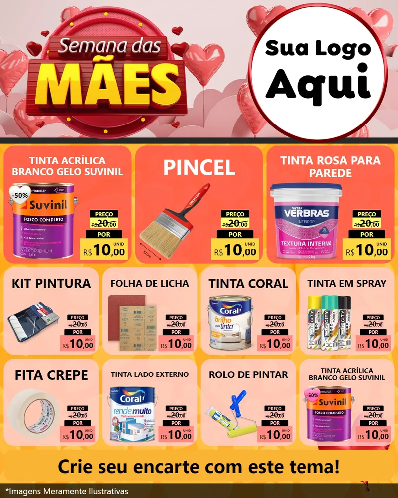 Modelo de Rede Social para Feed Instagram com o tema Semana das Mães para Tintas e Ferramentas