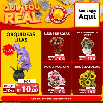 Modelo de Rede Social para Feed Facebook com o tema Quintou do Real para Floricultura e jardim