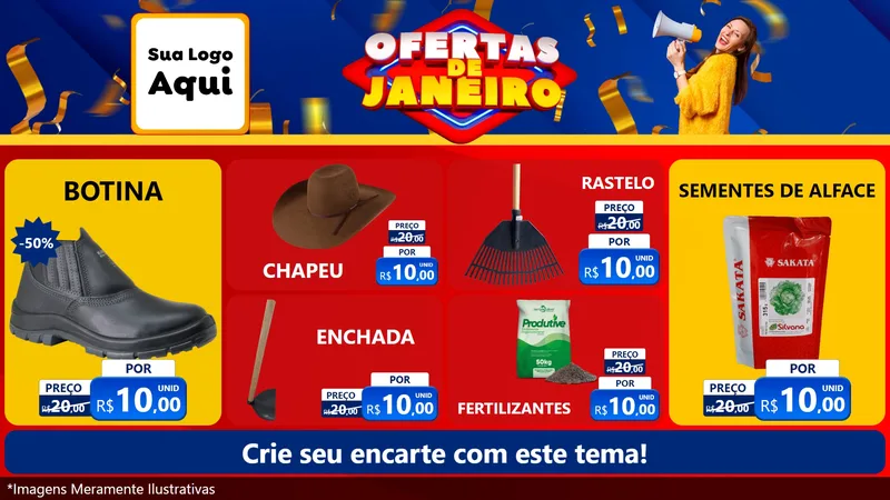 Modelo de TV para TV Horizontal com o tema Ofertas de Janeiro para Agropecuária