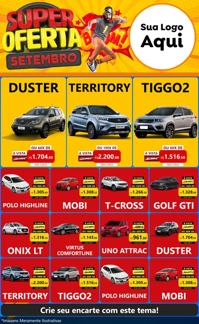 Modelo de Encarte para Encarte Grande com o tema Super Oferta Setembro para Concessionaria de Carros