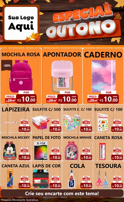 Modelo de Encarte para Encarte Grande com o tema Especial Outono para Papelaria