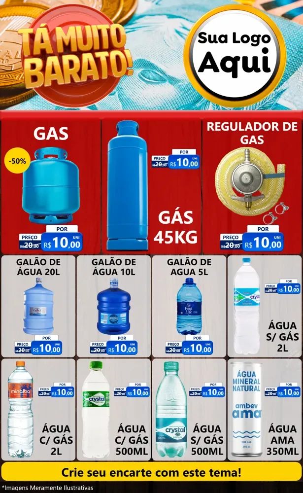Modelo de Encarte para Encarte Grande com o tema Está Muito Barato para Água e gás