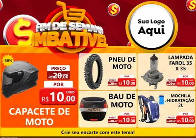 Modelo de Encarte para Encarte A4 Horizontal com o tema Fim de Semana Imbatível para Moto peças