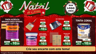 Modelo de TV para TV Horizontal com o tema Um Natal de Ofertas para Tintas e Ferramentas