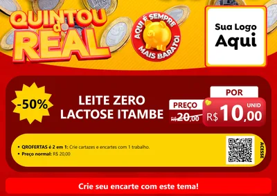 Modelo de Cartaz para Cartaz A4 Horizontal com o tema Quintou do Real para Frios e Laticínios