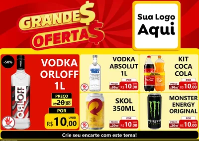 Modelo de Encarte para Encarte A4 Horizontal com o tema Grandes Ofertas para Distribuidora de bebidas